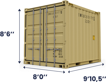 Dimensions d'un conteneur de 10 pieds : 9'10,5 de longueur, 8 de largeur, 8'6 de hauteur